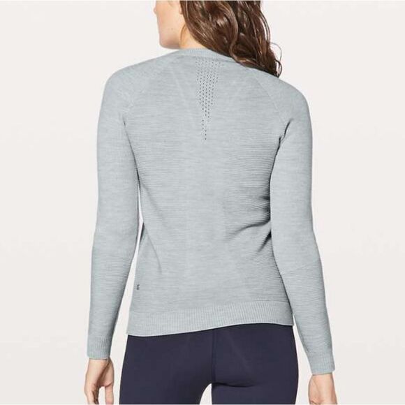Lululemon Simply Wool Sweater Heathered Starlight Gray Ribbed Crew Neck Pullover - Picture 12 of 16